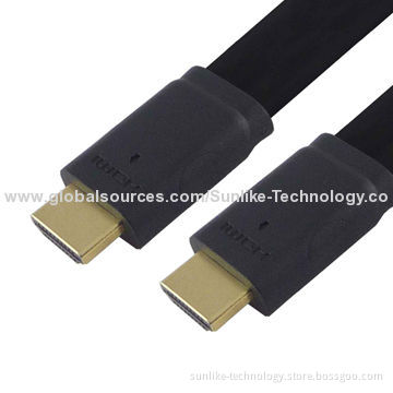 HDMI Cables, Double-color Molding Type, Flat Cable, 24K Gold-plated Connector